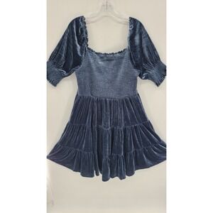 Chicsoul Velvet Babydoll Coquette Tiered Women Dress 2X Fairy Romantic Flowy